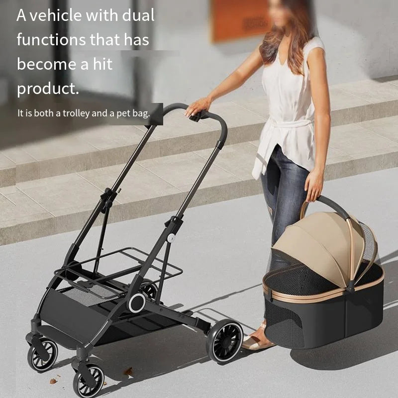PetGo EasyFold – Lightweight Foldable Stroller with Detachable Bags