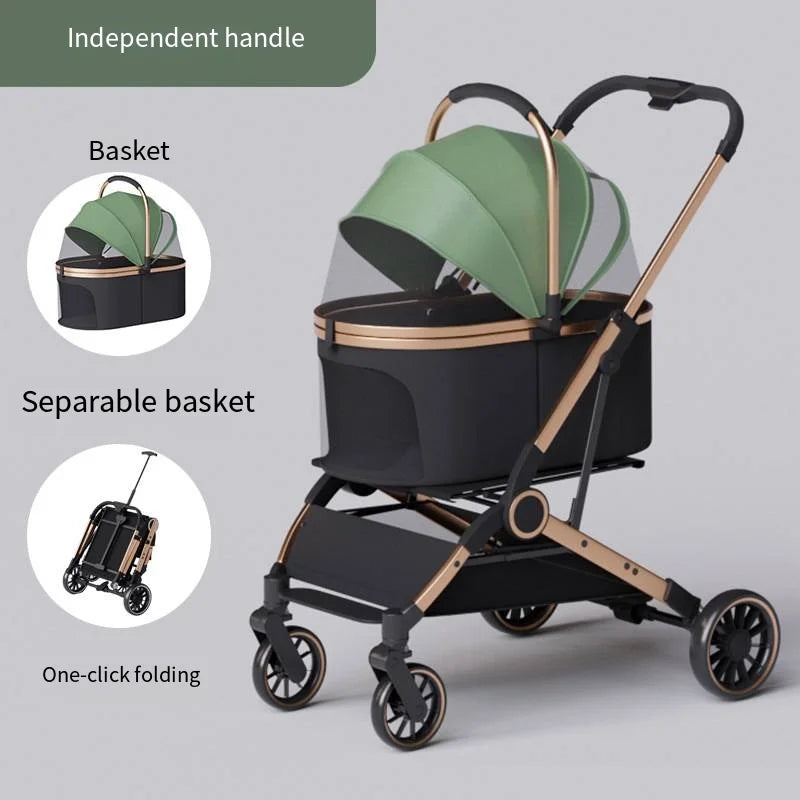 PetGo EasyFold – Lightweight Foldable Stroller with Detachable Bags