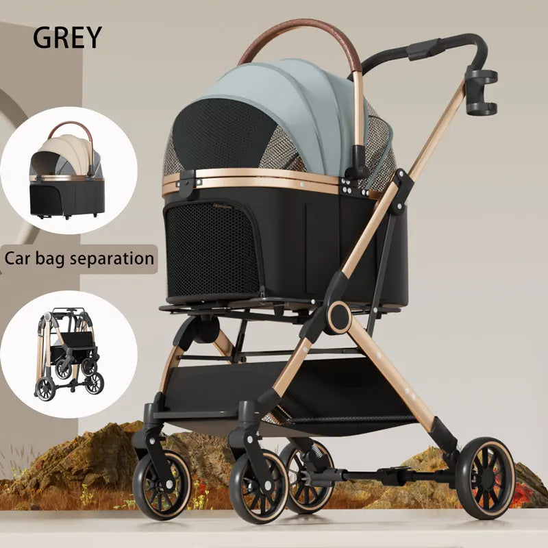 PetGo EasyFold – Lightweight Foldable Stroller with Detachable Bags