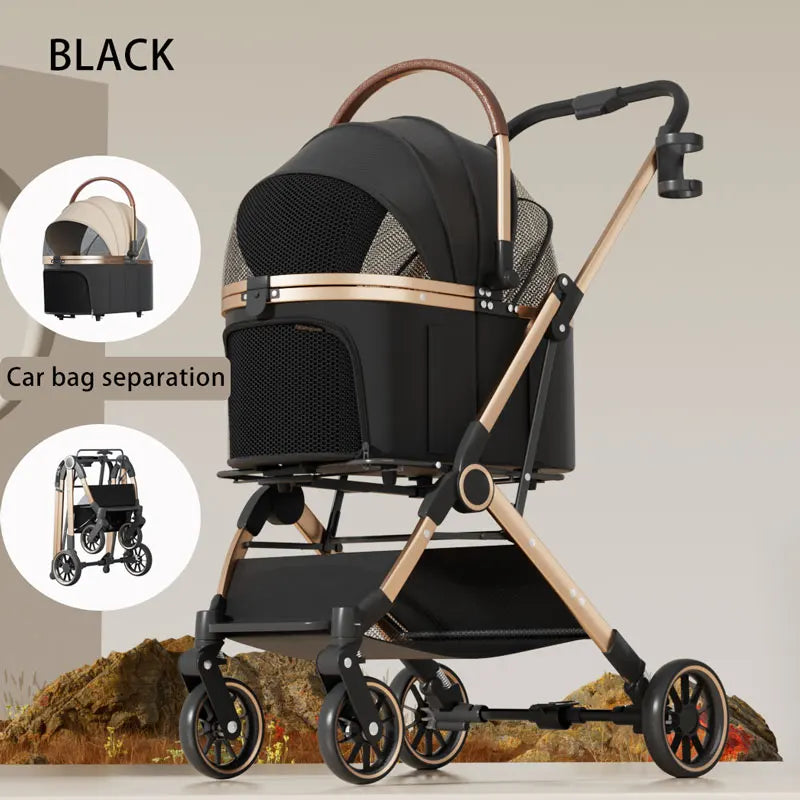 PetGo EasyFold – Lightweight Foldable Stroller with Detachable Bags