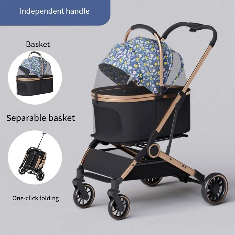 PetGo EasyFold – Lightweight Foldable Stroller with Detachable Bags