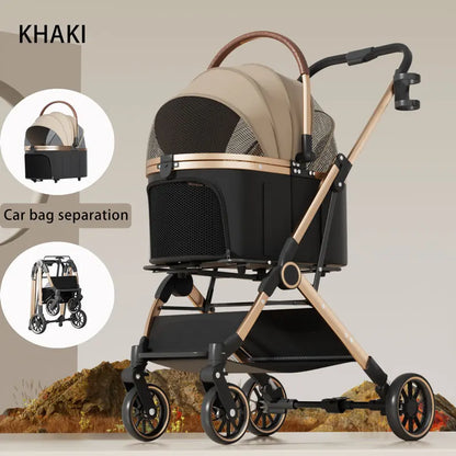 PetGo EasyFold – Lightweight Foldable Stroller with Detachable Bags