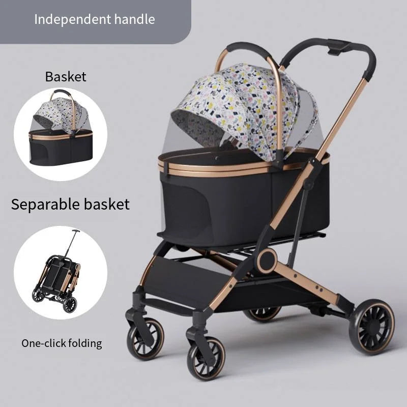 PetGo EasyFold – Lightweight Foldable Stroller with Detachable Bags