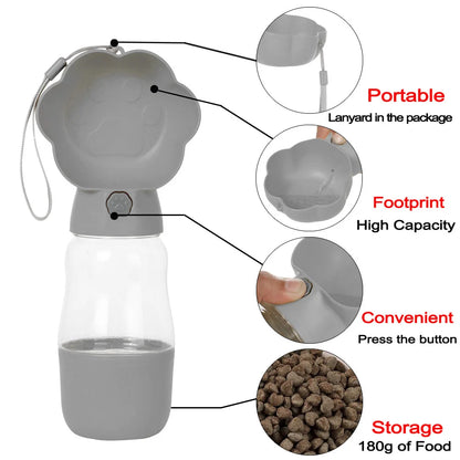 2-in-1 Portable Dog Water Bottle with Food Container